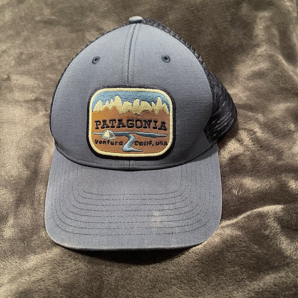 Patagonia Ventura California River Mountains Trucker Hat Cap Adjustable Blue